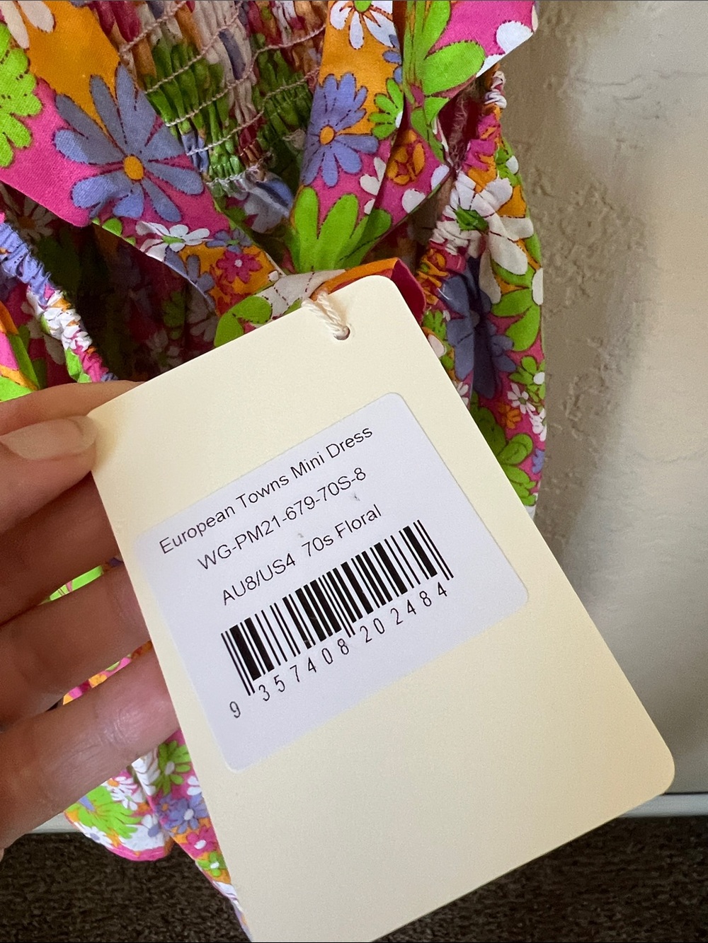NWT Peppermayo bright 70s floral European towns smocked mini dress 4 - Picture 5 of 7